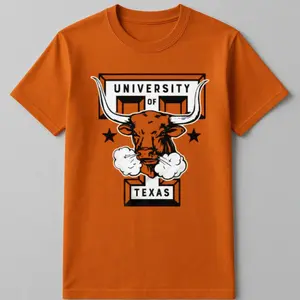 [MADE IN US] University Of Texas Shirt Smoking Longhorn Mascot Tee UT Austin Apparel