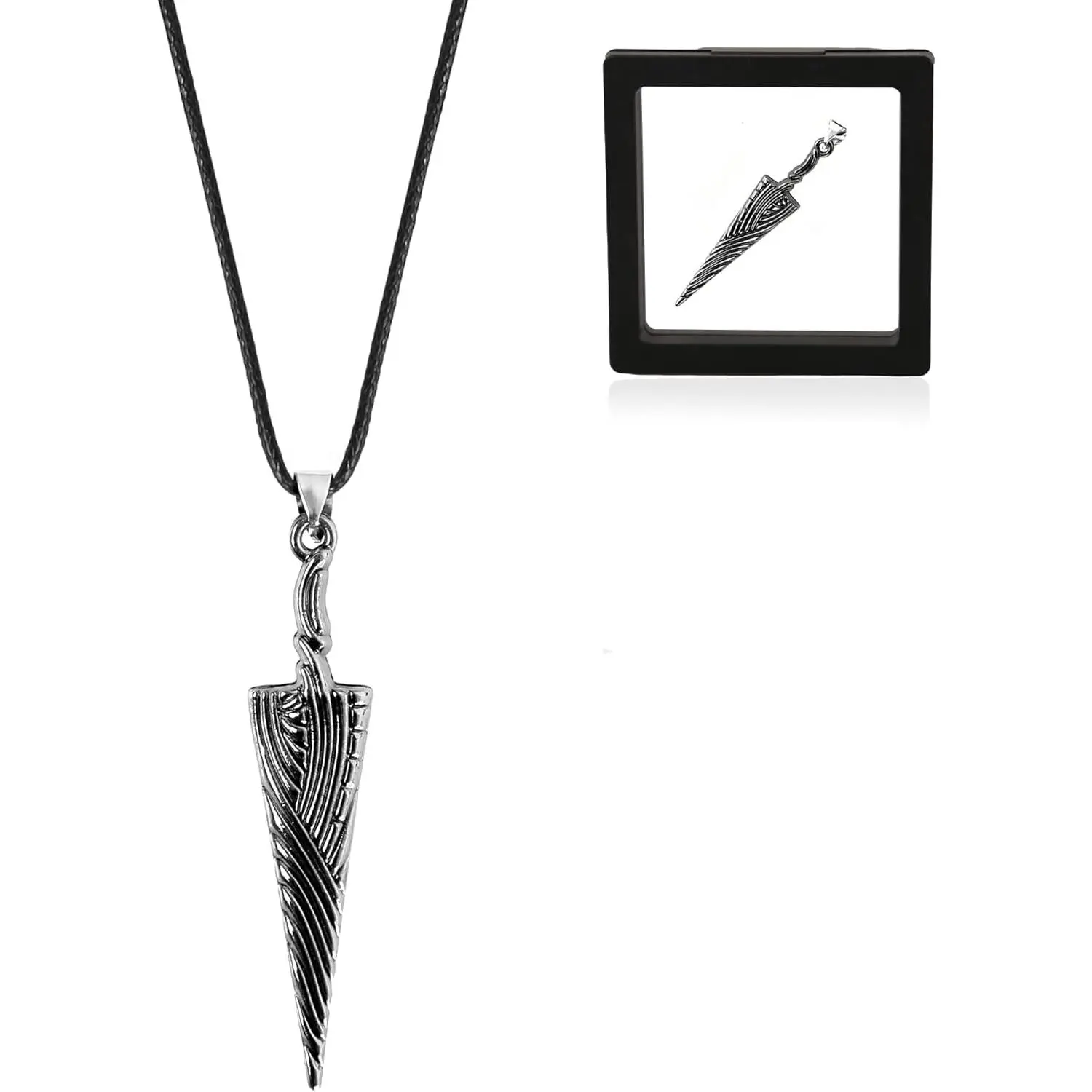 Unisex Fantasy-Themed Nail Pendant Necklace with Black Braided Cord - Traditional Costume Jewelry for Daily Cosplay Wear & Parties