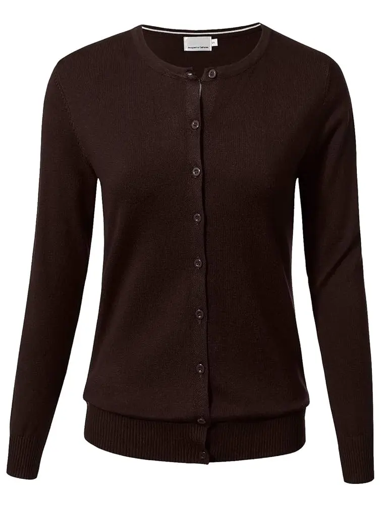 Allsense Women's Cardigan, Long Sleeve Crewneck Button-Down in a Soft Knit, Wrinkle-Resistant Layering Piece for Work & Casual, Fabric, Knitwear, Fit, Style, Essential, Lightweight, Everyday, Breathable, Basic, Comfortable, Longsleeves