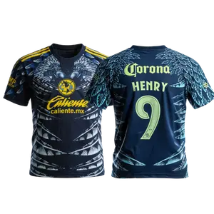 2025 26 New America Away Blue No.9 Henry Short Sleeves Football Jersey Top Fan Version