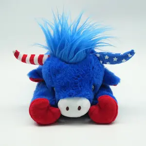 Independence Day Memorial Plush Toy, Scottish Highland Cow Replica, Soft and Fluffy, Perfect as Pillow, Comfort Doll
