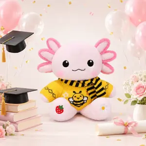 Kireidane lovely Pink Axolotl Plush Toy 13 Inch, Cute Soft huggable Axolotl Stuffed Animal design Plushie, Kawaii Animal Plush Doll for Kids, Girls, Boys, Axolotl Lovers, Birthday Gift,Graduation, Bedroom Decor