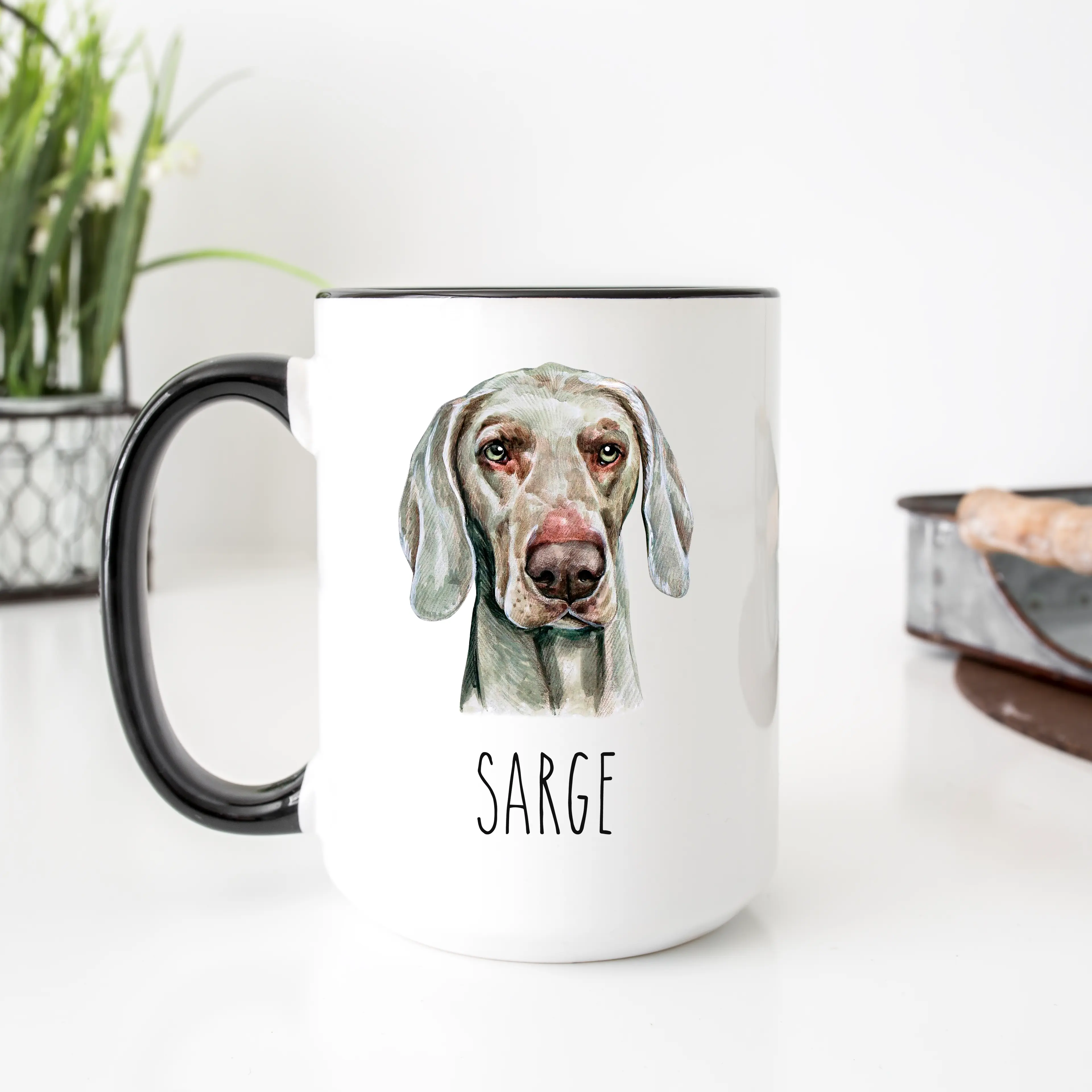Weimaraner Dog Face Personalized Coffee Mug