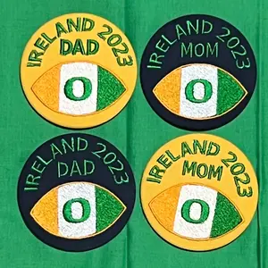 Embroidered and personalized Family spirit buttons (pins) for any sport or event!
