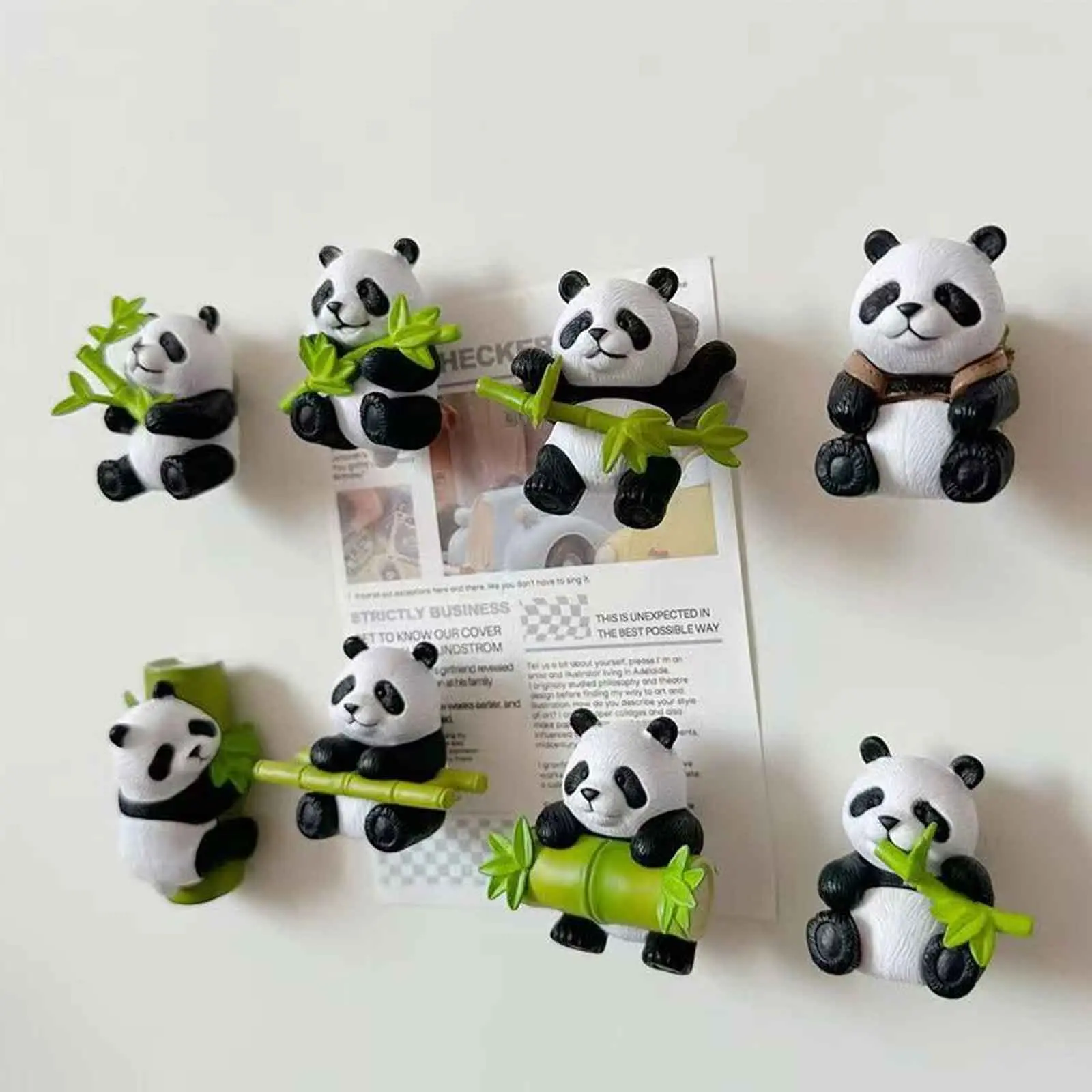 Cute Panda Design Fridge Magnet, Refrigerator Decorating Magnet, 8 Counts/set Mini Panda Magnet Decoration, Home Decor for Kitchen, Office, Living Room, Cute Fridge Magnets, Refrigerator Magnets Decorative