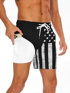 LZLER Men's Swim Trunks Lightweight Quick-Dry Shorts with Compression Liner