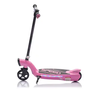 Kids Electric Scooter for 6+ – 5.59-6.84 MPH, Rear Brake, Non-Slip Handles, Wider Pedal, Kickstand, Scooter Bell, Colorful LED Lights, Longer Runtime