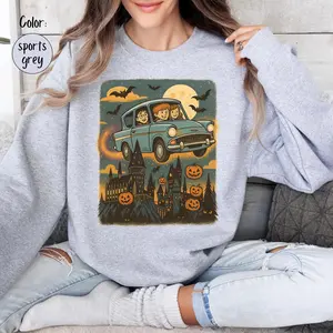 Weasley's Flying Car Crewneck, Magic School Sweater, Bookish Fall Reading, Spooky Bookworm Halloween, Universal Studios, Hogwarts Merch