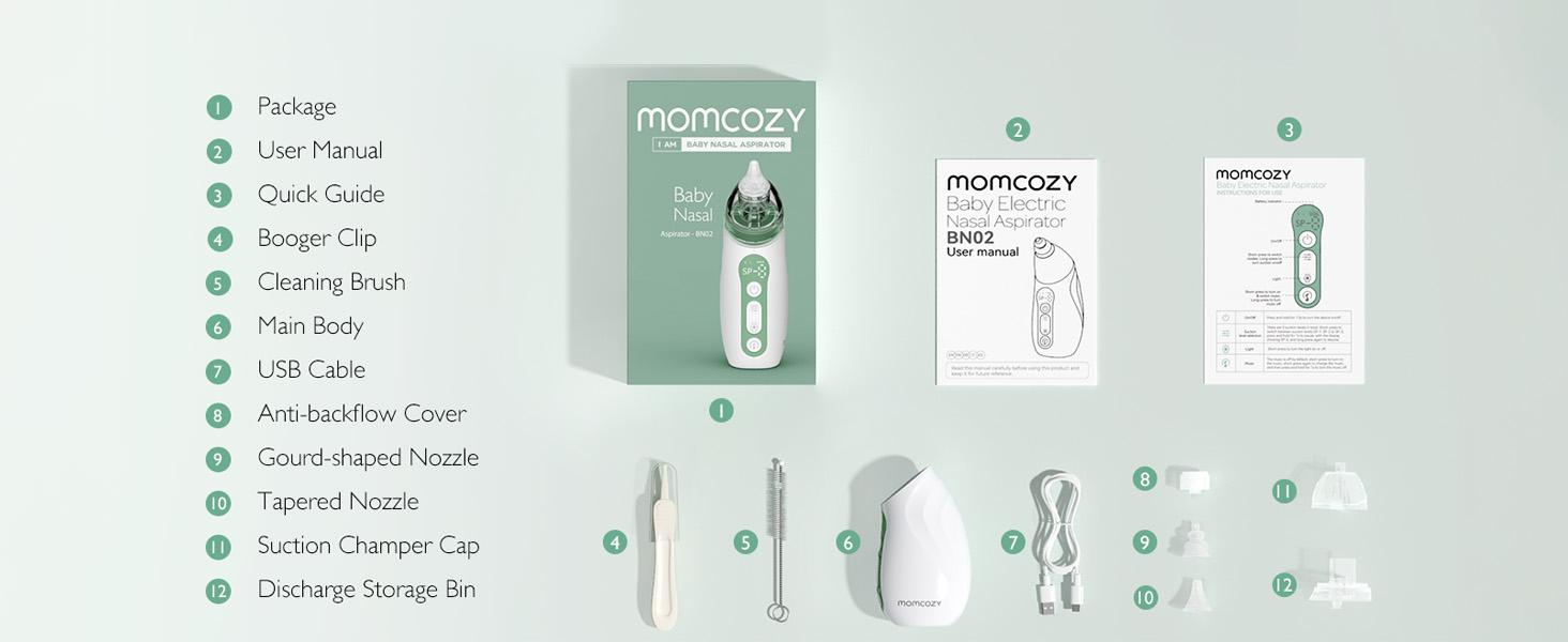 Momcozy Baby Nasal Aspirator, 3 Suction Levels Electric Nasal Aspirator for Baby, Portable Baby Nose Aspirator with Light Soothing and Music Momcozy Baby Nasal Aspirator, 3 Suction Levels Electric Nasal Aspirator for Baby, Portable Baby Nose Aspirator with Light Soothing and Music