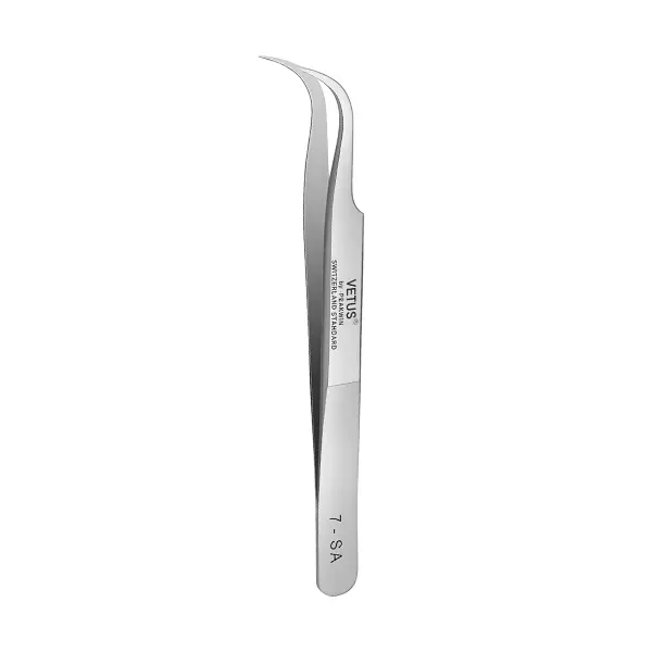 VETUS Tweezers, Fine and High-Precision, Eyelash Tweezers, Anti-Magnetic, Acid- and Alkali-Resistant Stainless Steel Tweezers with Curved Tips