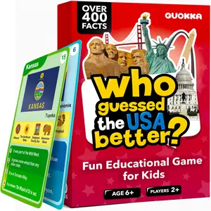 QUOKKA Who Guesses It Better USA States Dedicated Deck Card Game – Educational Geography Learning Set with 50 Visual Clue Cards for Kids