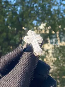 Iced Out Cross Men Ring Fashion Ring Cubic Zirconia 5A Real Gold Plated Hip Hop Jewelry