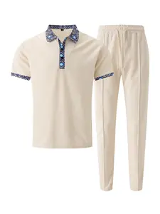 Men's Solid Short Sleeve Polo Shirt & Pants Two-Piece Set, Casual Fashion Cozy Breathable Men's Two-Piece for Summer, Men Clothes Set for Daily Wear, Trouser Set, Matching Lounge Sets