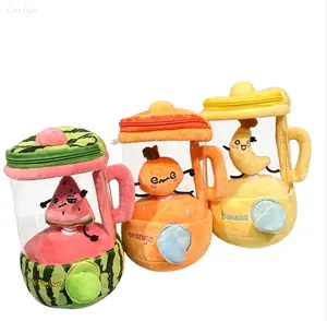 Cute Fruit Juicer Spinning Plush Doll, Banana/Watermelon/Orange Interactive Fidget Toy, Soft Squeeze Plush for Stress Relief