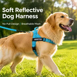 STOP PULLING Instantly! Reflective No Pull Dog Harness w| Dual D-Ring & O-Ring | Breathable Padded Nylon Vest for Small Medium Large Dogs