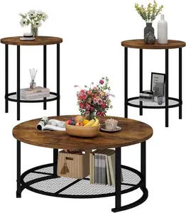 Cvortll Coffee Table Set, Coffee Table & Two End Side Table, Modern 3-Piece Living Room Table Set