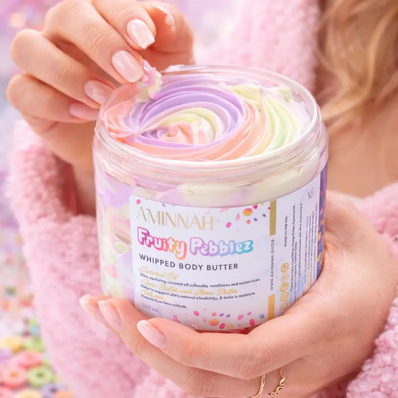 Fruity Pebblez Whipped Body Butter - Deeply Conditioning Moisturizer 16 OZ. Moisturizing Smooth Shea Moisture Hydrating Comfort Daily Blend Skin Care Skin Repair
