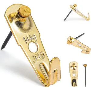 30 lb Picture Hangers (30 Set), Professional Hanging Hooks with Nails,  Drywall & Wooden Wall Picture Hangers