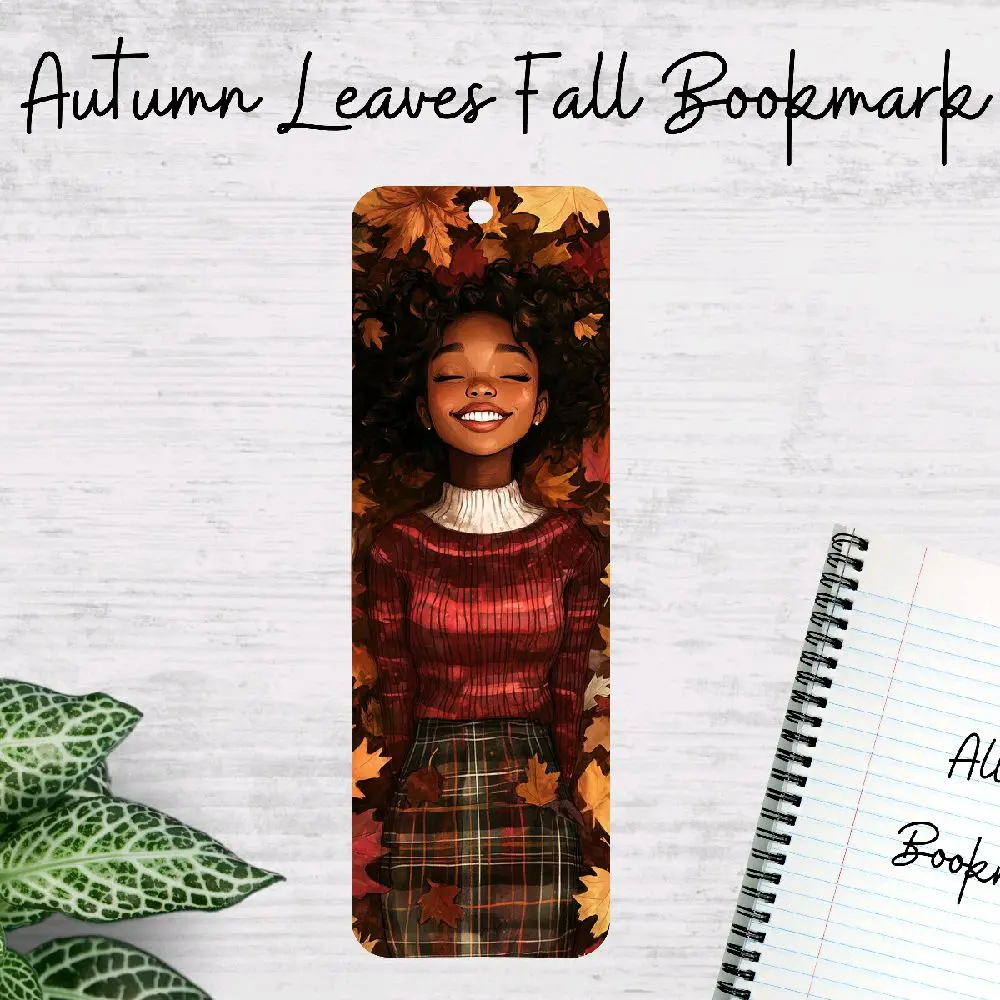 Autumn Leaves African American Fall Metal Bookmark | Cozy Reading Accessory for Book Lovers
