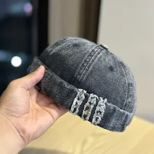 Leisure-style Denim Brimless Cap Simple & Fashionable Street Retro Style Versatile for Men & Women