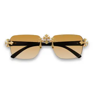 Solid Triple Cross Sunglasses – Brown Lens Rimless Design