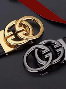 Double G Buckle Leather Belt, Classic Luxury Style for Men & Women, Elegant Accessory for Formal Wear, Durable and Stylish Design