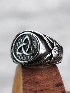 Viking Celtic Knot Statement Ring, 316L Stainless Steel Jewelry for Men & Women, Casual Plain Design, Wedding Engagement Party Accessory