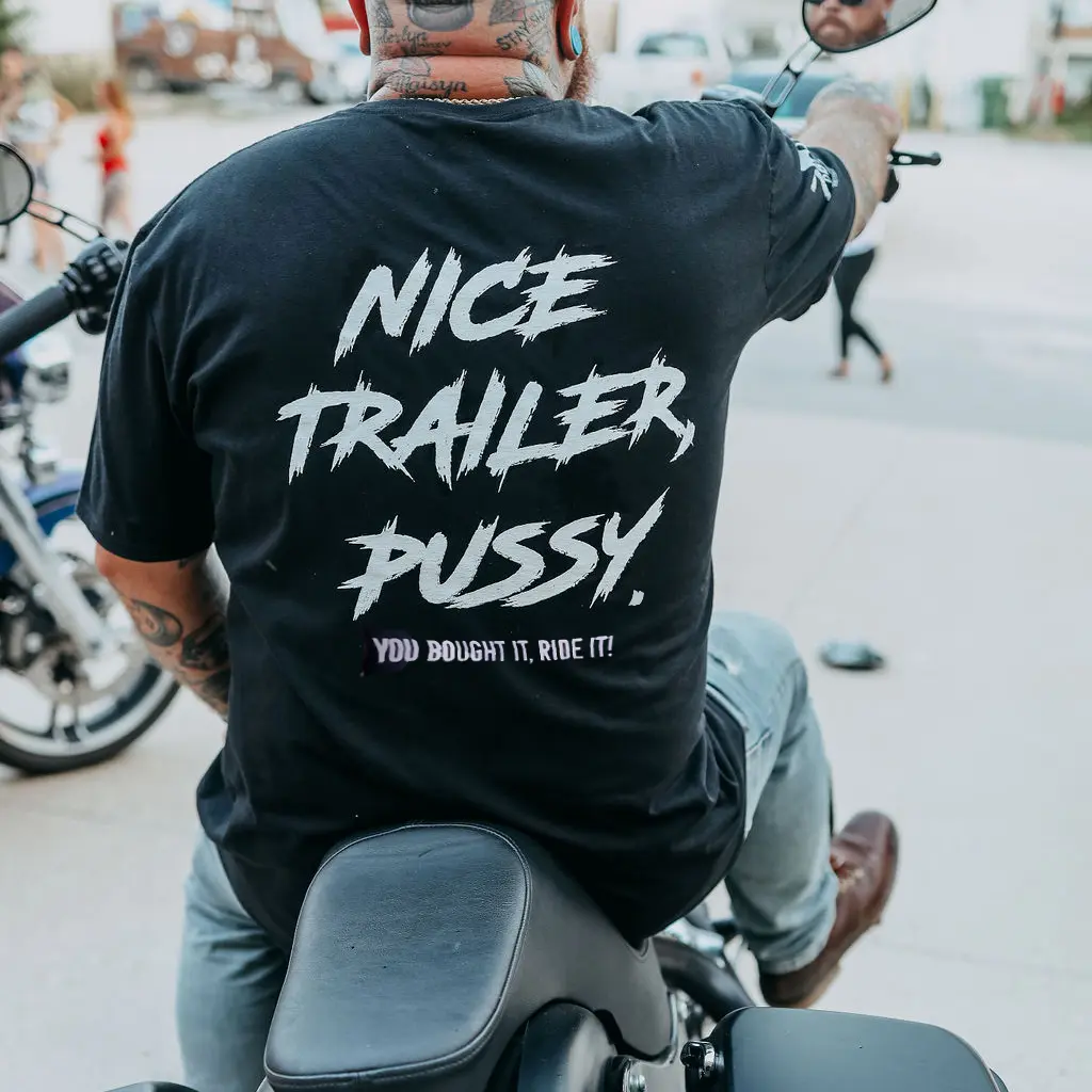 Nice Trailer T-Shirt - Cotton Crewneck Tee with Graphic Text - Shortsleeve Top for Men