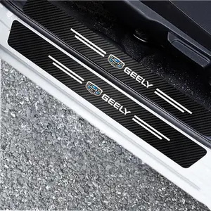 Carbon Fiber Car Door Sill Protector Stickers Accessories For Geely Atlas Coolray Emgrand X7 GT Tugella Preface Jingang ICON Boyue X6 X3 GS GL S1 X1 Okavango RADAR Jiaji GC9