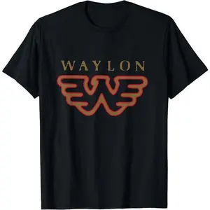 Waylon Jennings Official Merchandise Flying W Logo T-Shirt 100% Cotton Unisex Summer Tee Garment Dyed Vibrant Pre Shrunk Ultra Comfy