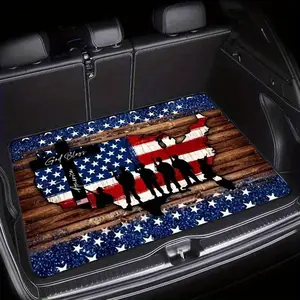 1pc Heavy-Duty Non-Slip American Flag Trunk Mat Suitable for SUV/Vacuum Truck - All-Season Easy-Clean Car Liner, Fit Vehicle, Car Interior Accessory, Ideal Gift for Men & Women (Car Trunk Accessory), Car Accessories, 2D Flat