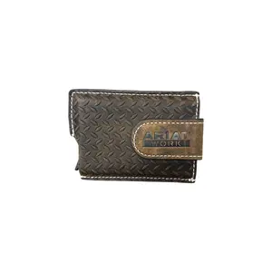 Ariat Men’s Western Leather Money Clip Wallet Diamond Plate Pop-Up Card, Western Wallets, Mens Wallet