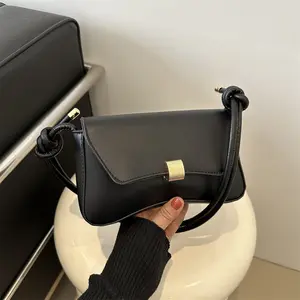 Half Moon Bag Small Vegan Shoulder Purse for Women PU Leather Over Underarm Handbag for Travel & Casual Outfits with Unique Knot Design