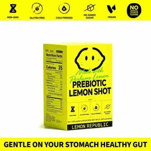 Lemon Republic Gut Health Booster Shot with 5G Prebiotic Fiber, Turmeric & Perfume Lemon, Gentle on Stomach, No Added Sugar, Cold-Pressed, Gluten-Free, Non-GMO