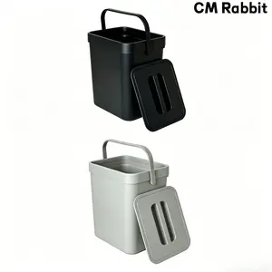 CM Rabbit  No Drill Wall Hanging Trash Can with Lid, Dual Use Kitchen Countertop Waste Bin with Portable Handle