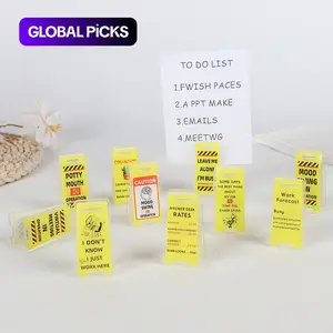 Funny Desktop Warning Sign, 10pcs/set Acrylic Desktop Warning Sign, Multifunctional Clip Note Clip, Office Decoration Sign, Office Supplies, Gift for Friend & Colleague, Office Home Decor