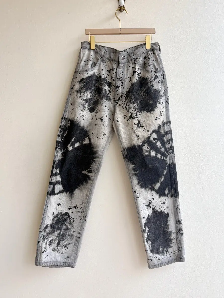 "Haven" Jeans Distressed Black and Stone Denim (Reworked)