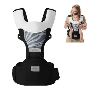 Baby Carrier Newborn to Toddler with Hip Seat, Multifunction Baby Hip, 4-in-1 Ergonomic Infant Carrier (Ergonomic M Position) Adjustable & Removable Baby Holder Carrier for 0-36 Months (Black)