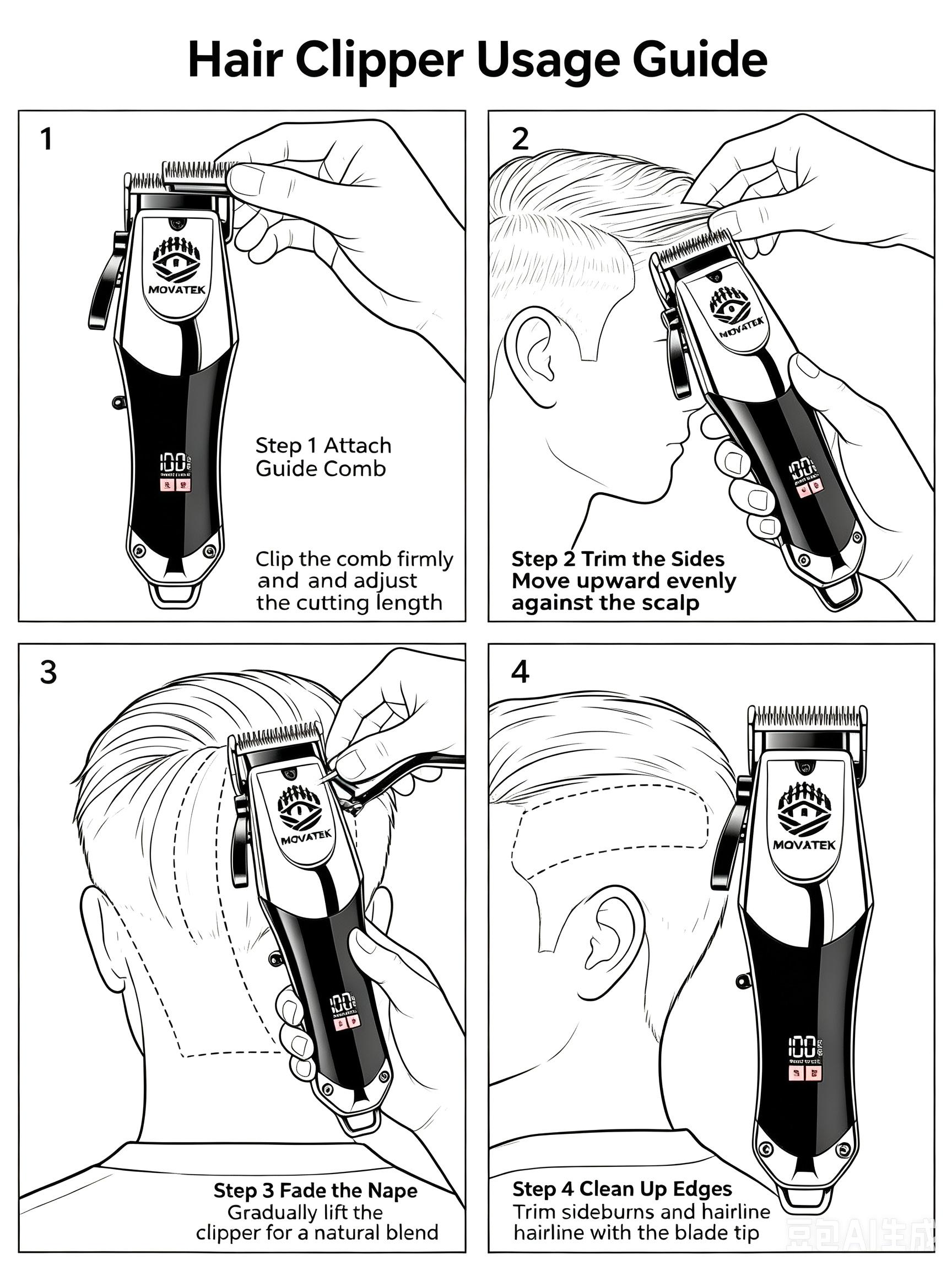MOVATEK 3pcs Men's Electric Professional Hair Clippers&Trimmer Kit USB Rechargeable, Hair Trimmer with LED Battery Status Adjustable Limit Comb Set With Hair Clipper Electric Shaver, Detail Trimmer, Ideal Valentine Gift ,Holiday Gift For Dad For Boyfriend