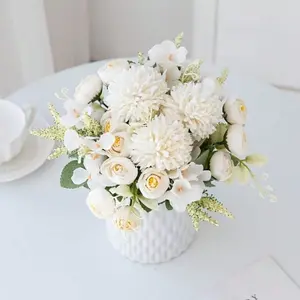 1pc Elegant Artificial Peony and Hydrangea Bouquet for Weddings, Parties, and Home Decor - Long-Lasting Plastic Flowers for Stunning Floral Arrangements and Table Centerpieces