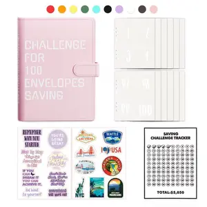 100 Envelopes Money Saving Challenge Binder, Budget Binder Savings Challenges Book with Cash Envelopes, A5 Budget Planner Book to Save $5,050