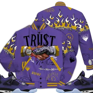Retro 4 Lakeshow Varsity Jacket, Lakeshow 4s Outfits, Snake Trust No One Drip Unisex T-Shirts To Match Sneakers, Streetwear Style Urban