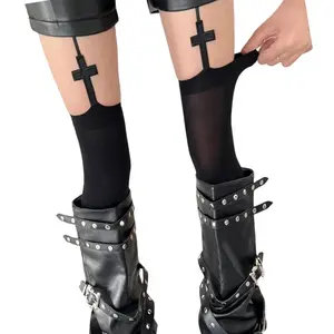 Women’s thigh-high gothic cross suspender pantyhose tights Women’s thigh-high gothic cross suspender pantyhose tights
