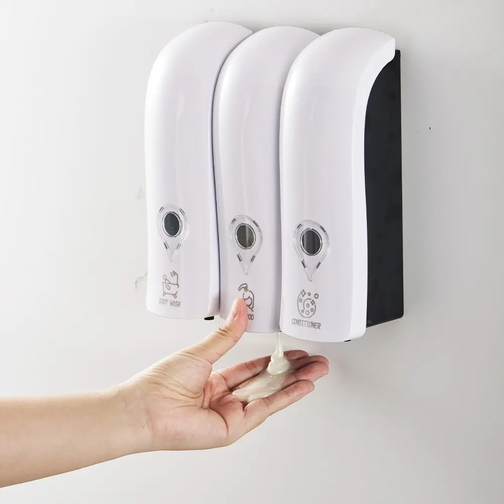 Wall-Mounted Soap Dispenser, 300ML Capacity, No Drill Installation, Ideal for Hotels, Bathrooms & Restroom, Durable Plastic Material, Shampoo Dispenser, Soap Container