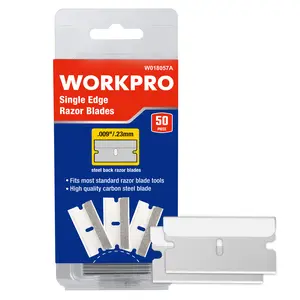 WORKPRO Single Razor Edge Blades, Industrial Scraper Razor Blades, High Carbon Steel One Edge Razor Blades