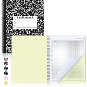1 Pack Carbonless Lab Notebook Carbon Copy 8.5'' x 11'' 100 Sets of Pages 200 Pages Total Laboratory Engineering Chemistry Computation Notebook Science Grid Coil Binding(Black and White)