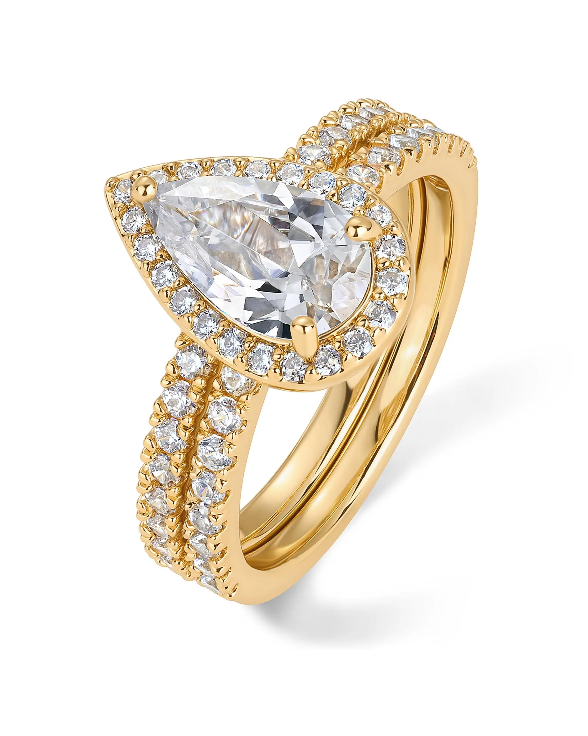 PAVOI 14K Gold Plated Pear Cubic Zirconia Engagement Ring Set for Women - Bridal Eternity Promise Jewelry PAVOI 14K Gold Plated Pear Cubic Zirconia Engagement Ring Set for Women - Bridal Eternity Promise Jewelry