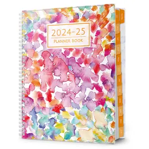 2024-2025 Planner Book (8.5x11, Watercolor), July 2024 to June 2025 Large Weekly Planner, 2024-25 Monthly Planner, Calendar Agenda 24 25 with Tabs, Bookmark, Notes, 8" Pocket, Stickers