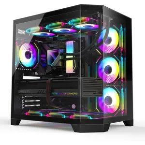 OV303 ATX Mid-Tower PC Case, Pre-Installed 4 x 120mm Prism ARGB PWM Fans, USB 3.0 & Type-C Ports, High-Airflow Gaming  Case - Black