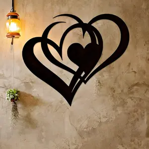 Heart-Shaped Metal Wall Art Decorations, Unique Geometric Hanging Ornaments, 1 Piece/2 Pieces Heart Shape Metal Wall Decor, Modern Home Decoration